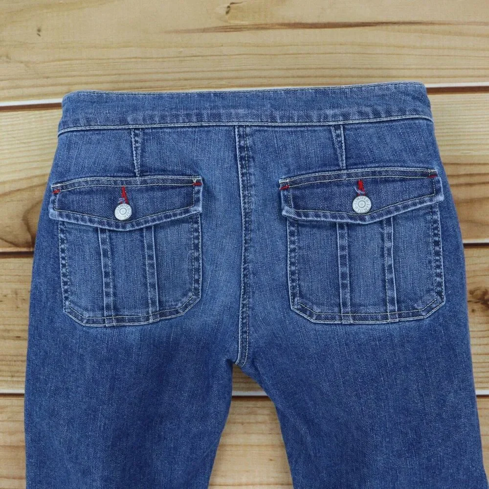 The Limited Capri Jeans Cuffed Womens Size 6 Blue‎ Faded Stretch Denim Low Rise